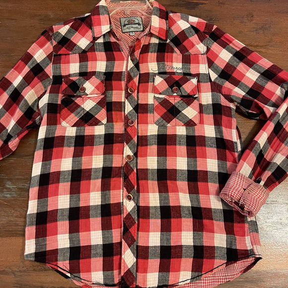 Don Ed Hardy Men's Skull Beaded Button Down Plaid Shirt Size Small - Picture 3 of 8